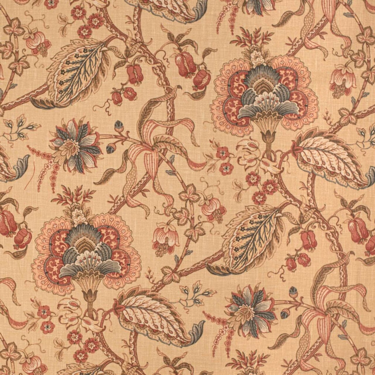 Upholstery Fabric - Red & Burgundy Floral Upholstery Fabric 54 Inches"